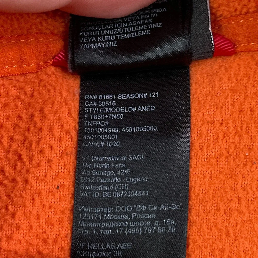 North Face Sweatshirt Mens Medium Orange Polartec Classic Fleece Quarter Zip